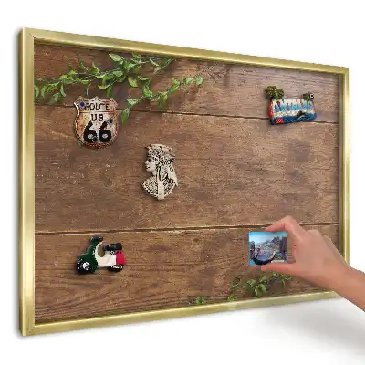Tablă magnetică de perete cu design imprimat de scânduri și frunze verzi