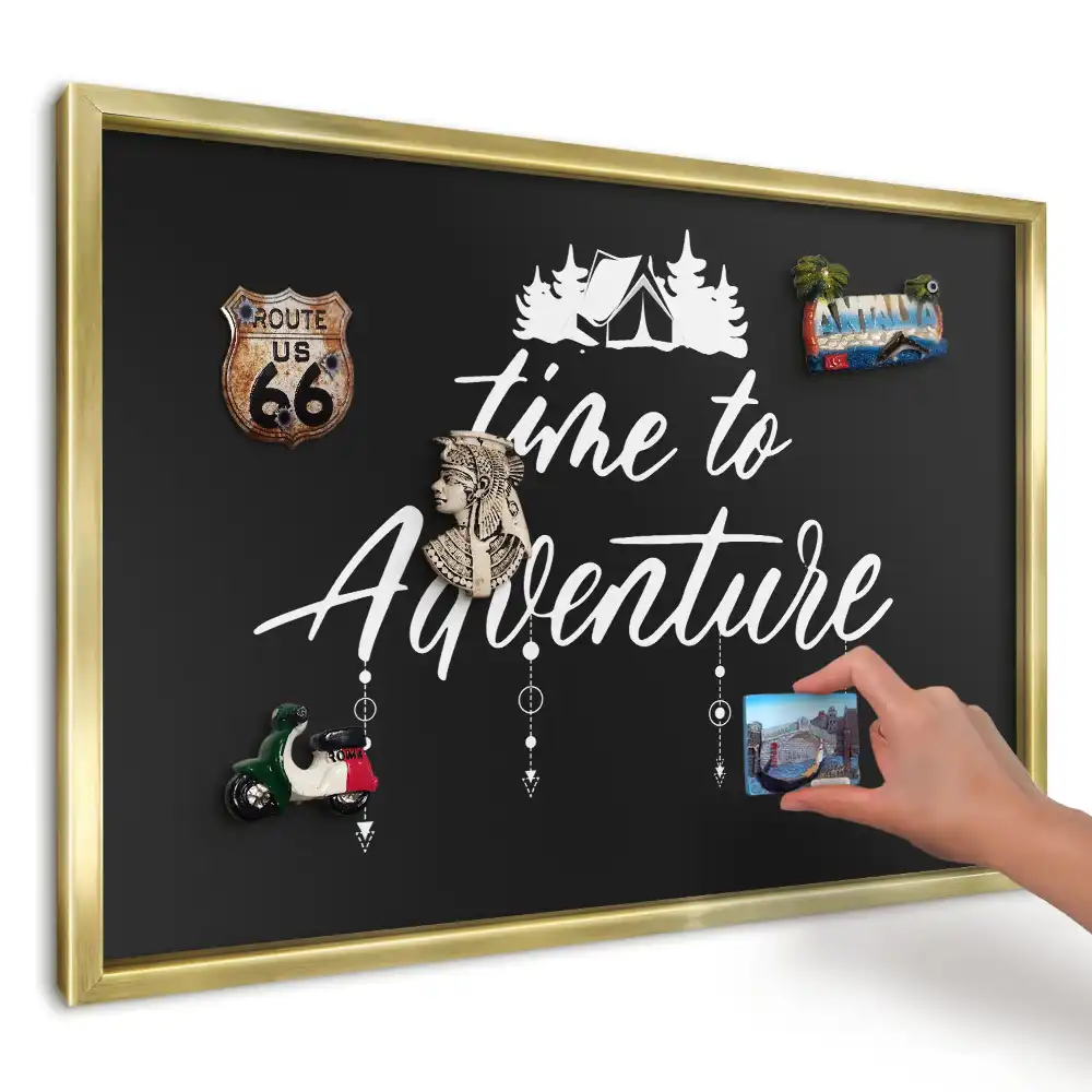Tablă magnetică de perete cu imprimeu Aventură alb-negru