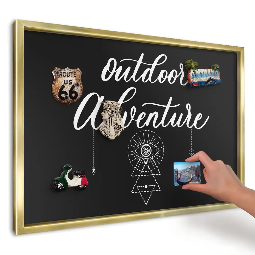 Tablă magnetică de perete cu imprimeu litere geometrice alb-negru