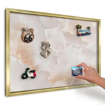 Panou magnetic din tablă cu model de marmură bej și crem