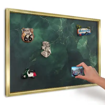 Tablă magnetică de perete imprimată cu model Linii subtile în nuanță de verde intens