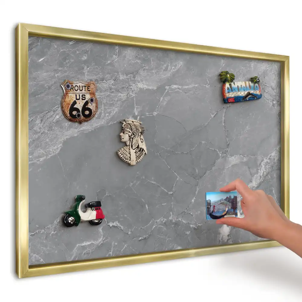 Tablă magnetică de perete cu imprimeu model piatră cu vene gri