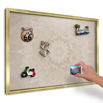 Panou din tablă pentru magneți cu model mandală bej