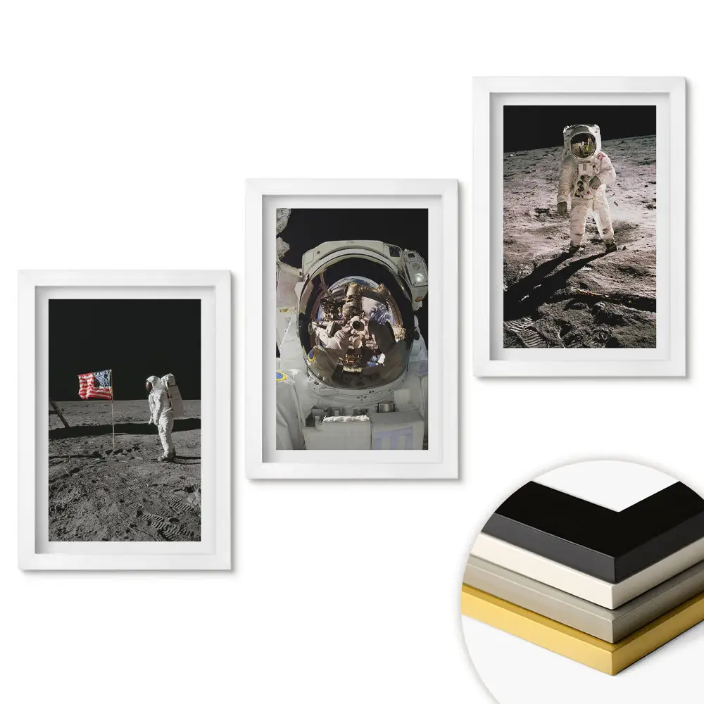 Set de tablouri pentru living Aterizarea pe Lună Istoria astronauților