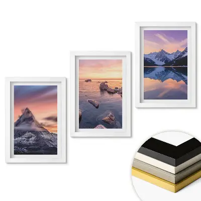 Set de tablouri pentru living cu peisaje pitorești cu munți și lacuri