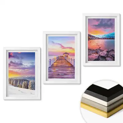 Set de 3 tablouri pentru dormitor cu peisaje de iarnă și apusuri