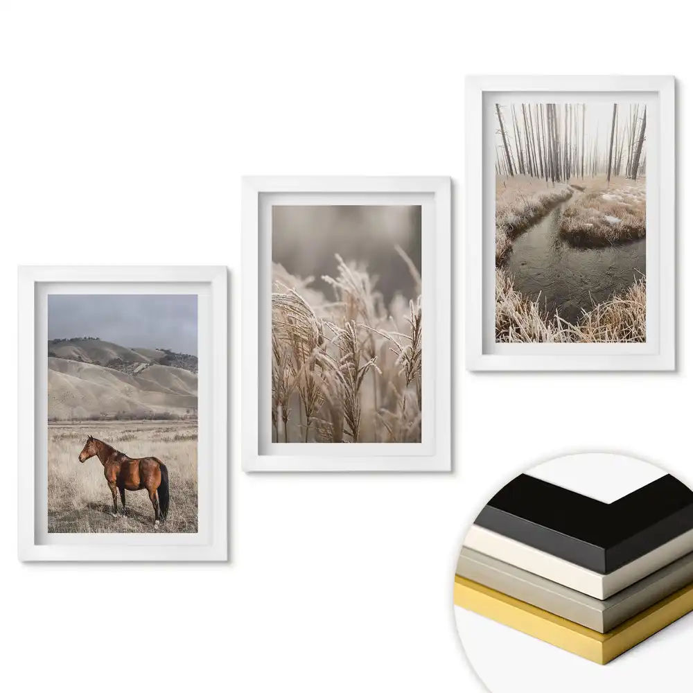 Set de tablouri pentru living cu peisaje naturale în stil minimalist