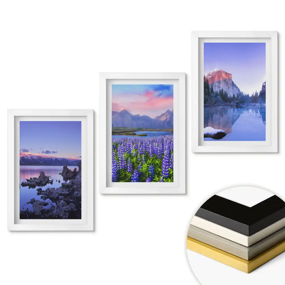 Set 3 tablouri dormitor Peisaje naturale la diferite momente ale zilei