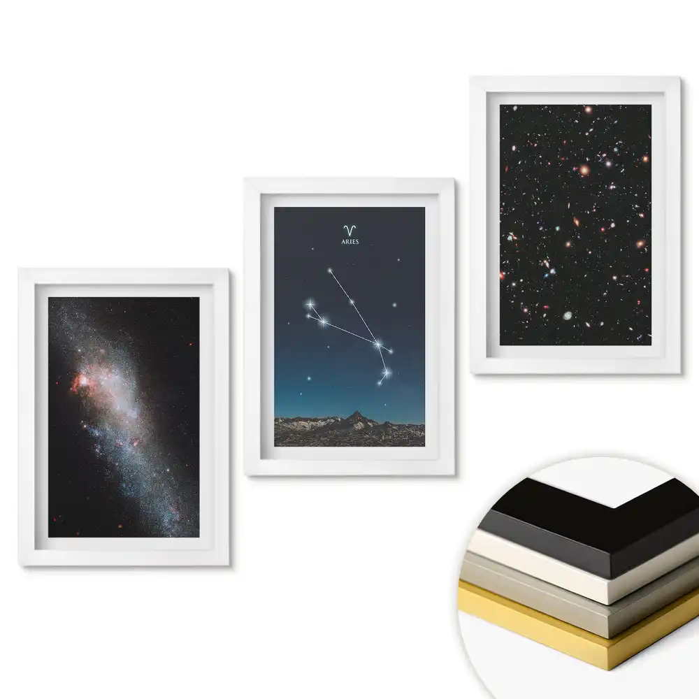 Set 3 tablouri pentru dormitor cu imagini din univers