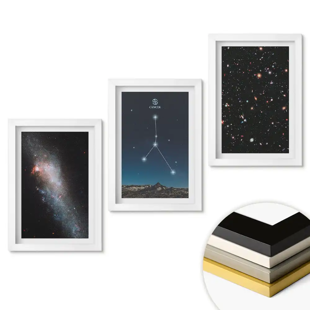 Set de tablouri pentru living Frumusețe cosmică în trei versiuni