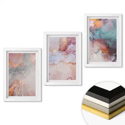 Set 3 tablouri dormitor Peisaje abstracte în nuanțe pastelate
