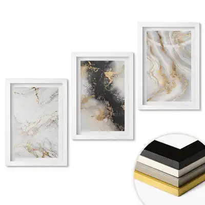 Set 3 tablouri dormitor Abstracțiuni elegante în nuanțe de marmură