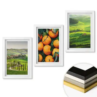 Set 3 tablouri dormitor Dealuri verzi și portocale zemoase
