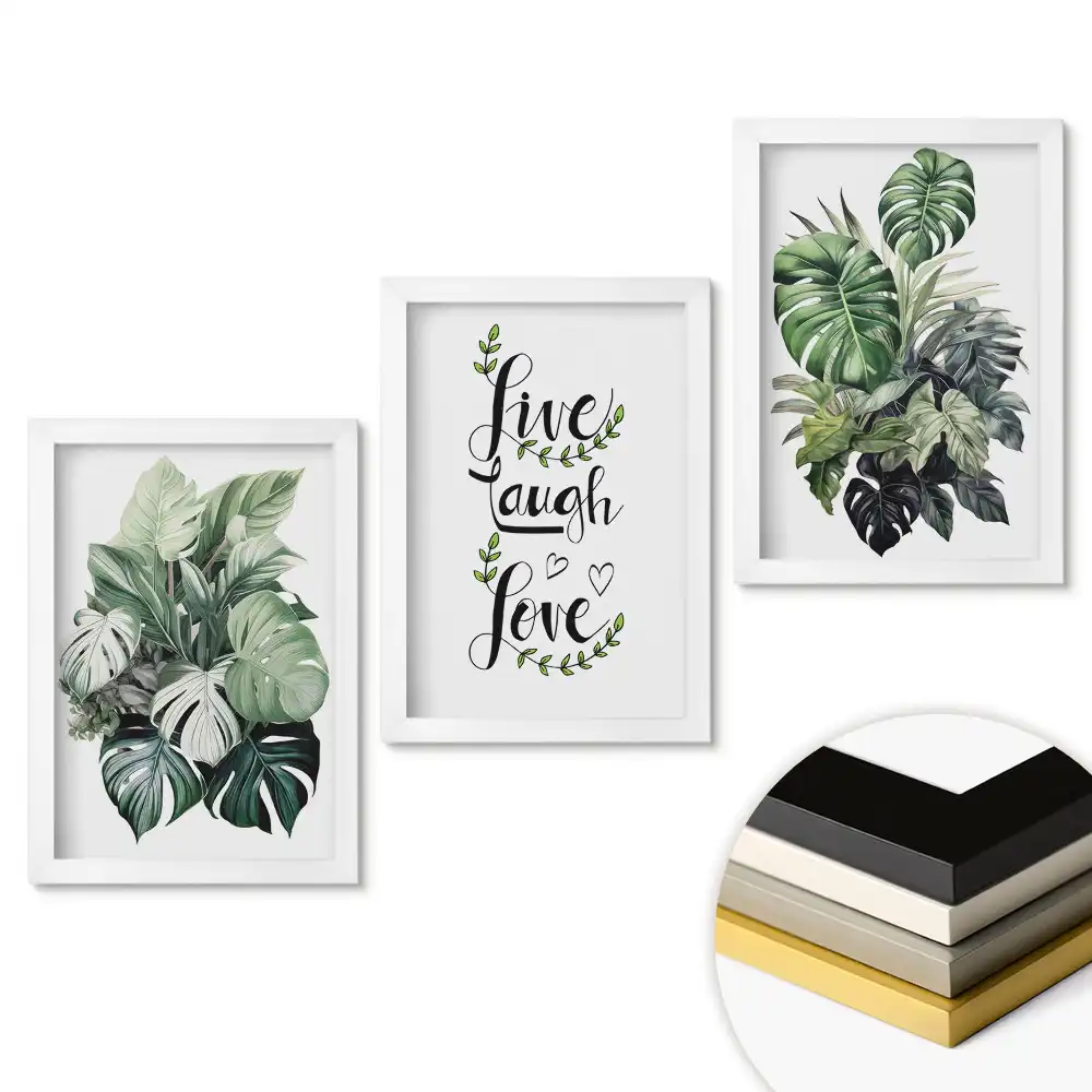 Set 3 tablouri pentru dormitor cu design de inspirație verde