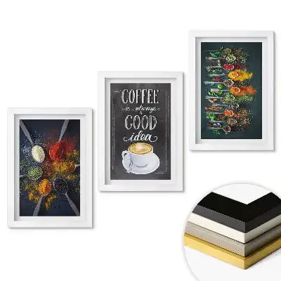 Set de 3 tablouri pentru dormitor cu tematică artistică Cafea și condimente