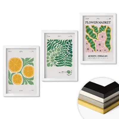 Set de tablouri pentru living Piața de flori și inspirații din fructe