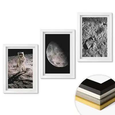 Set 3 tablouri pentru dormitor cu tema Aterizarea pe Lună Istorie și Descoperiri