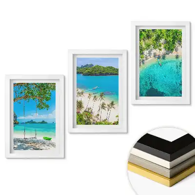 Set 3 tablouri pentru dormitor cu plaje tropicale și mare albastră