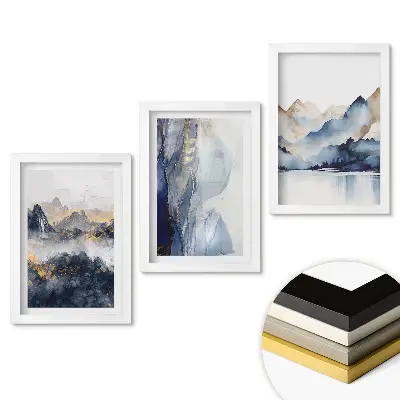 Set 3 tablouri dormitor Peisaje montane în culori delicate