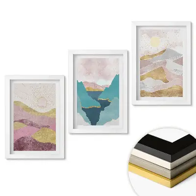 Set 3 tablouri dormitor Peisaje abstracte în culori pastelate