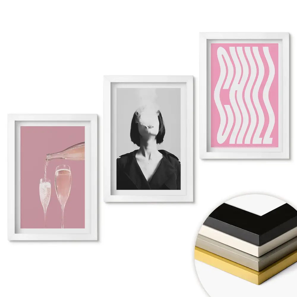 Set de 3 tablouri pentru dormitor Momente elegante de relaxare și bucurie