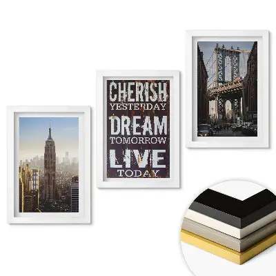 Set de tablouri pentru living cu vederi din New York și sloganuri inspiraționale