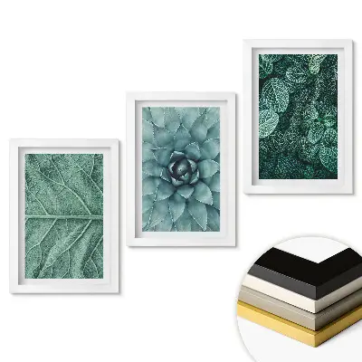 Set 3 tablouri pentru dormitor cu design natura verde in detaliu