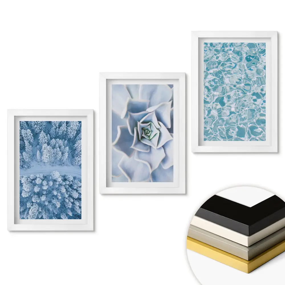 Set de tablouri pentru living cu peisaje de iarnă și flori delicate