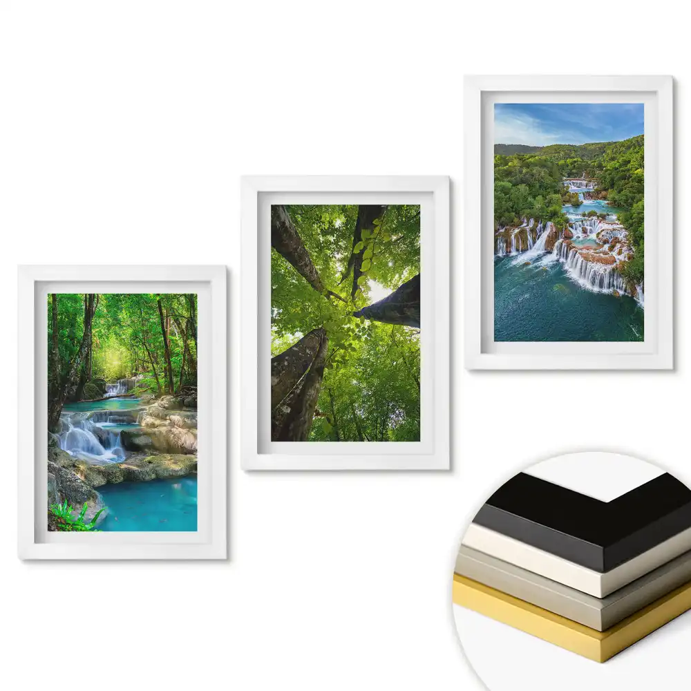Set de 3 tablouri pentru dormitor cu peisaje verzi și cascade