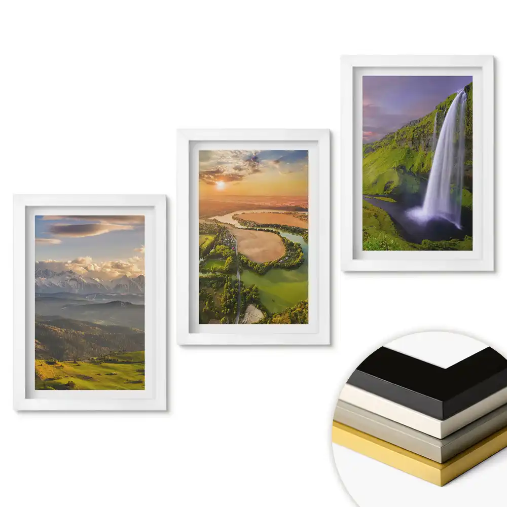 Set de 3 tablouri pentru dormitor cu peisaje naturale în trei variante