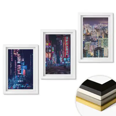 Set 3 tablouri dormitor Viața de noapte într-un cadru urban