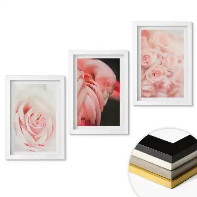 Set de 3 tablouri pentru dormitor cu nuanțe delicate de roz și flori