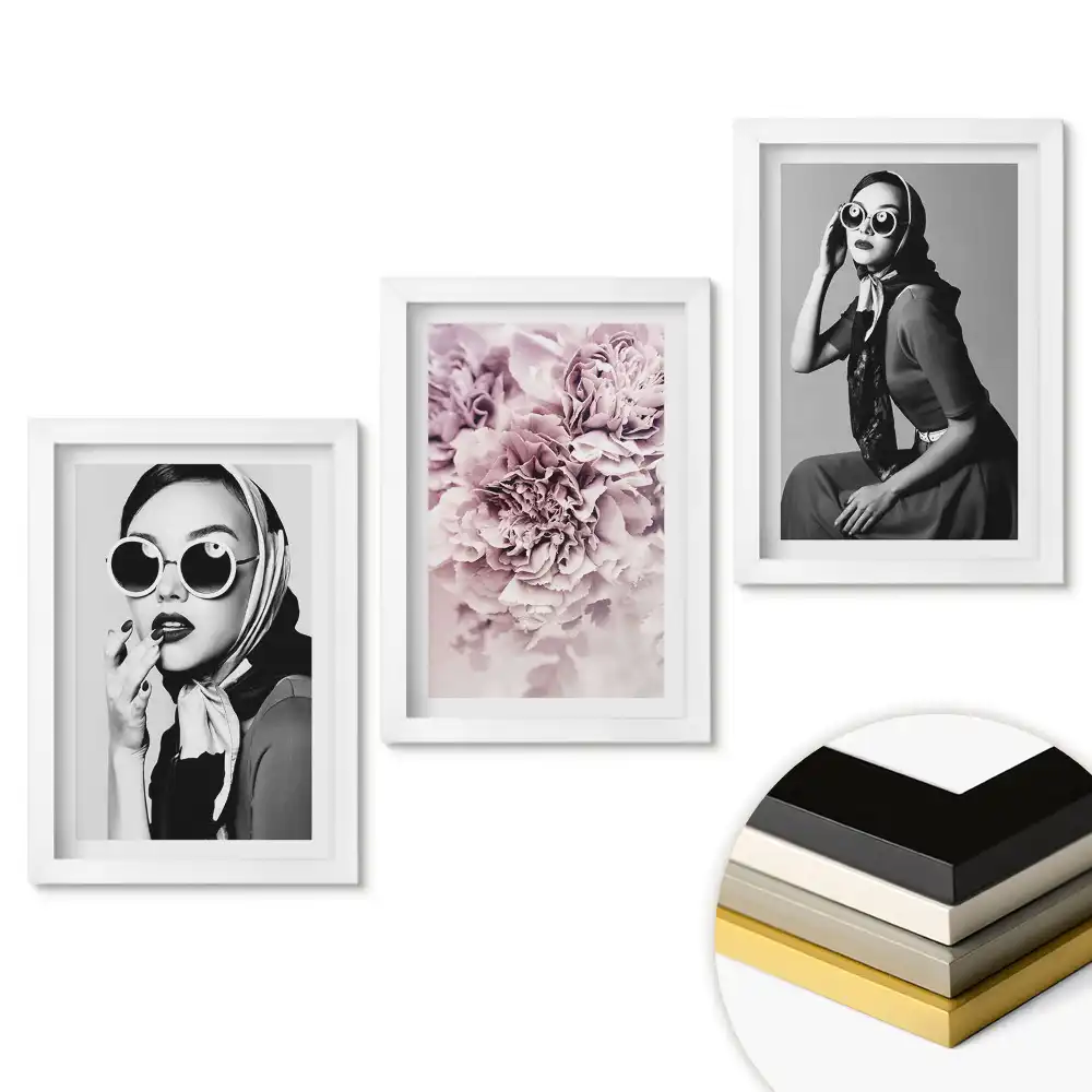 Set tablouri living Portrete elegante cu accente florale