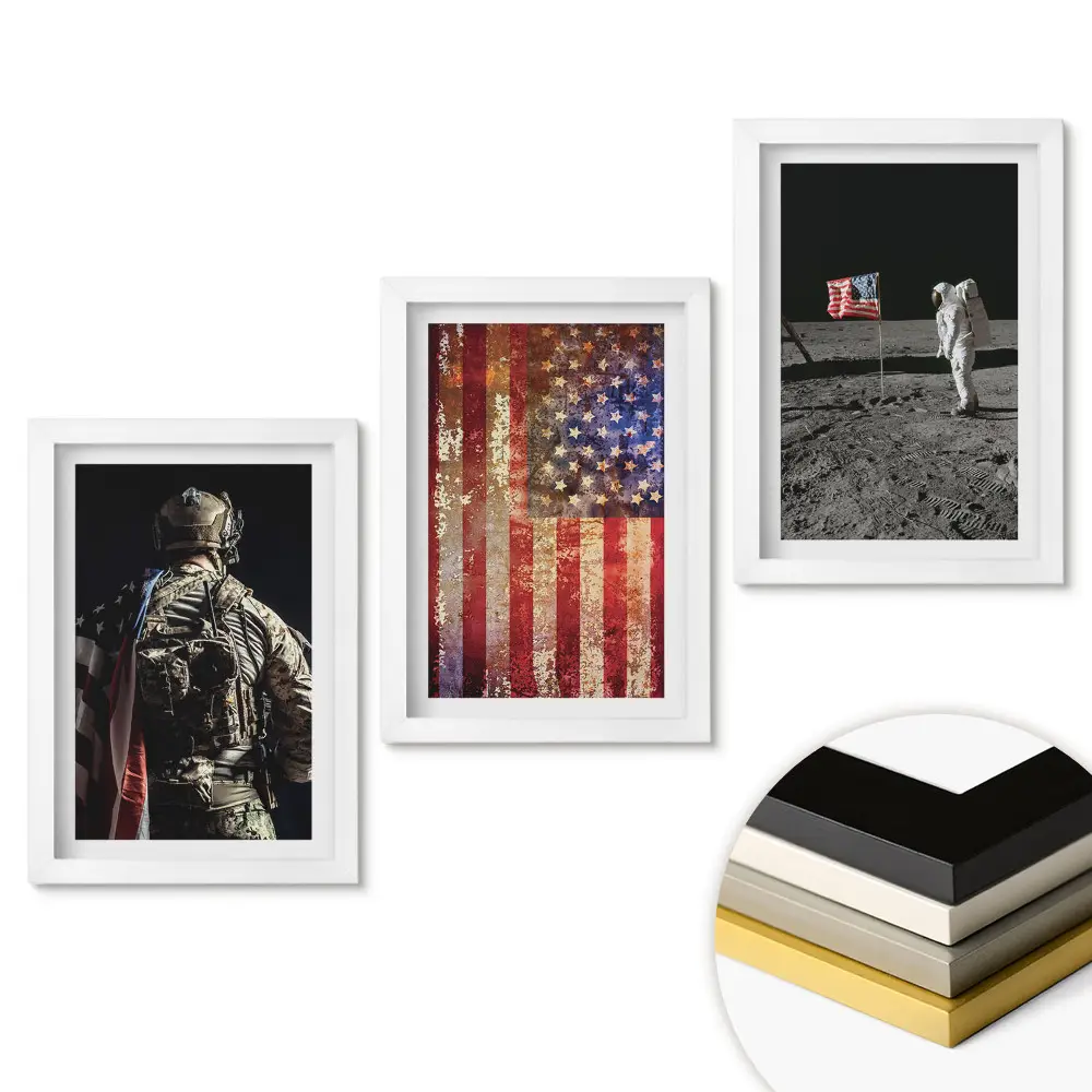 Set de 3 tablouri pentru dormitor Spiritul american în spațiu