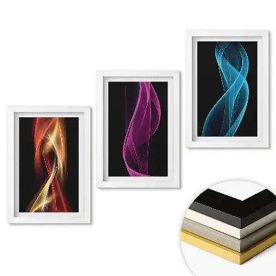 Set tablouri living Valuri colorate de lumină pe un fundal negru