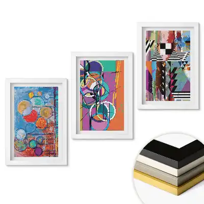 Set 3 tablouri dormitor Abstracțiuni colorate într-un stil modern