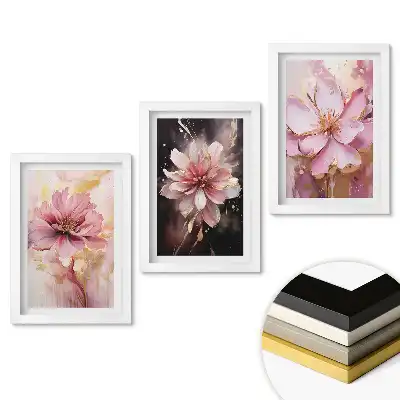 Set de 3 tablouri pentru dormitor cu design floral în nuanțe delicate