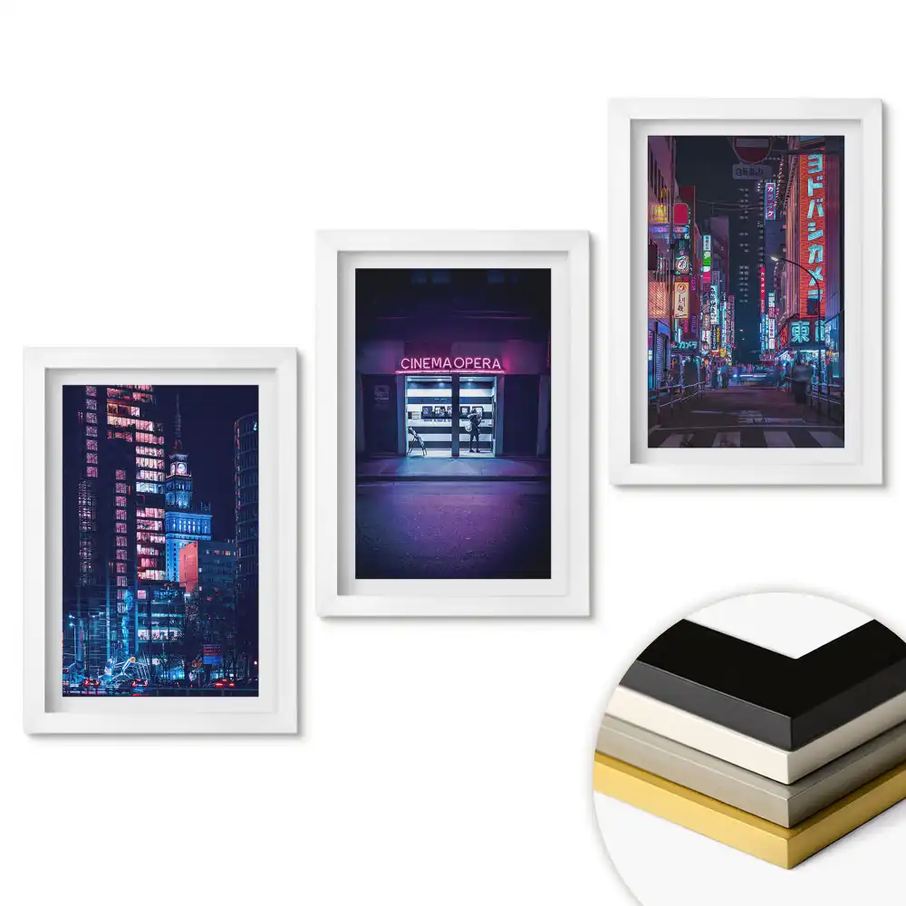 Set de 3 tablouri pentru dormitor cu peisaj urban nocturn