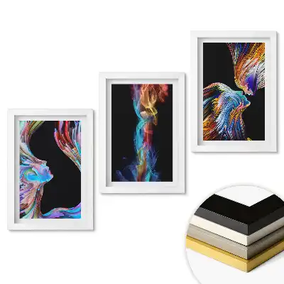 Set 3 tablouri pentru dormitor Valuri colorate de emoție și mișcare