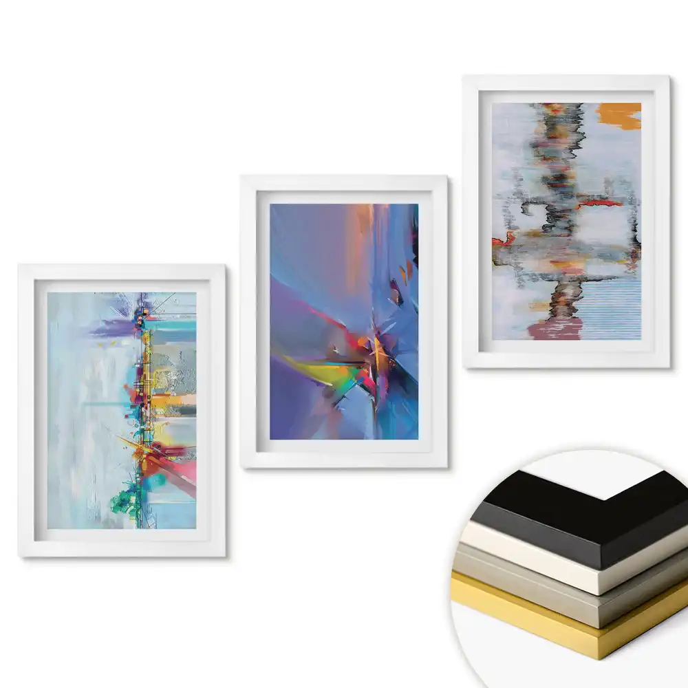 Set 3 tablouri dormitor Abstracțiuni colorate într-un stil modern
