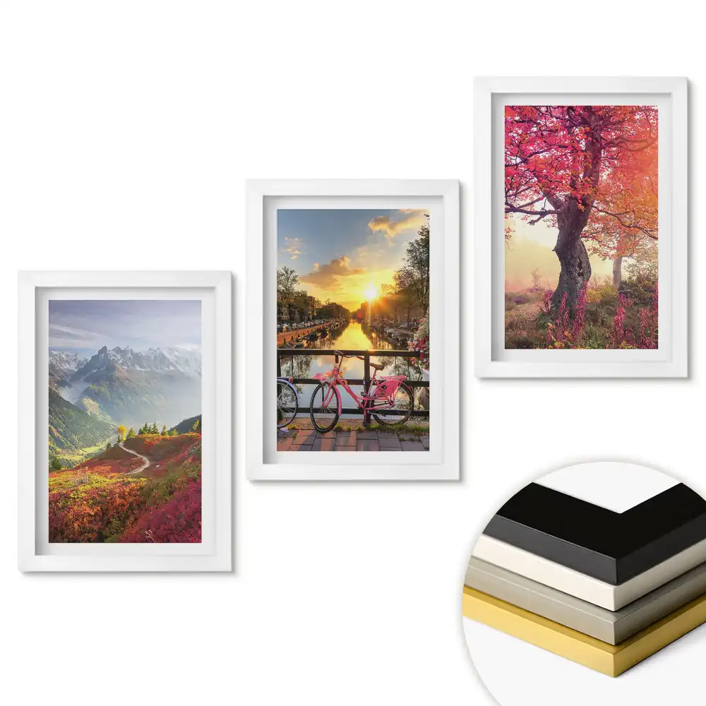 Set 3 tablouri dormitor Peisaje naturale uimitoare în rame