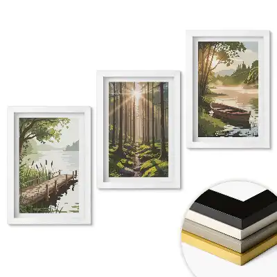Set 3 tablouri dormitor Liniștea naturii lângă apă