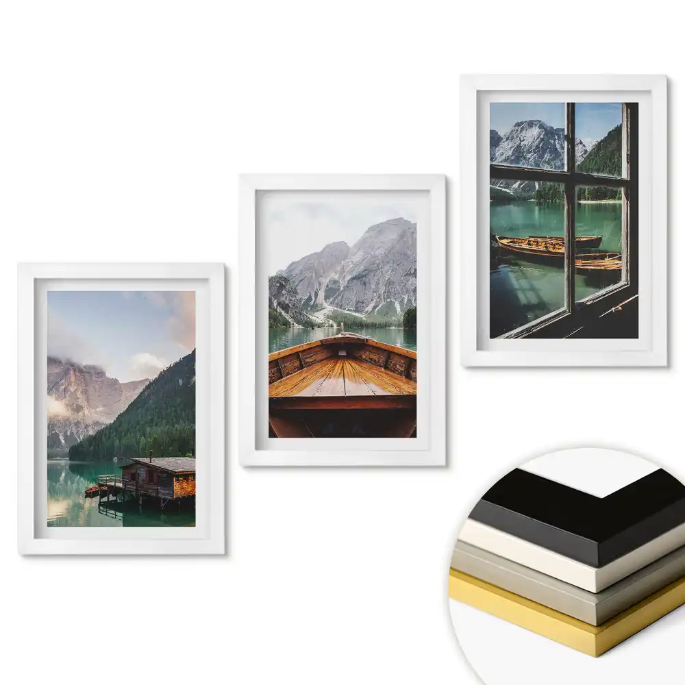 Set tablouri living Vederi pitorești ale lacurilor de munte