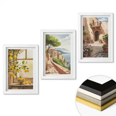 Set 3 tablouri dormitor Peisaje însorite și inspirații citrice