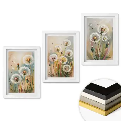 Set de tablouri pentru living Păpădii pufoase în culori pastelate