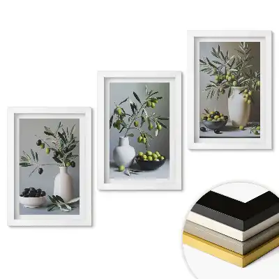 Set 3 tablouri dormitor Inspirații de măsline într-un stil minimalist