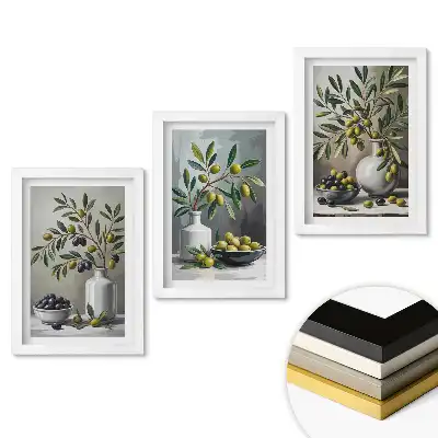 Set 3 tablouri dormitor Inspirații de măsline într-un stil clasic