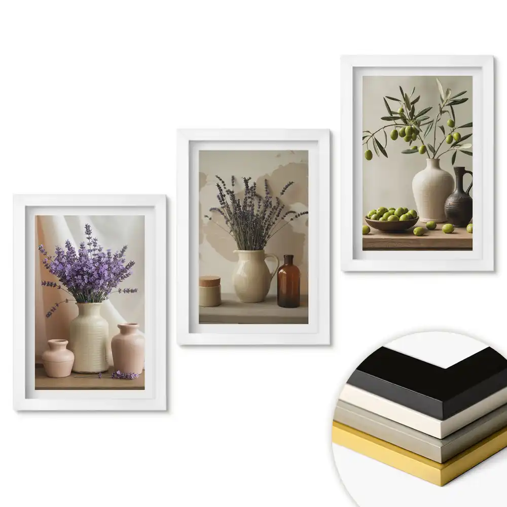Set tablouri living Aranjamente florale în vaze ceramice