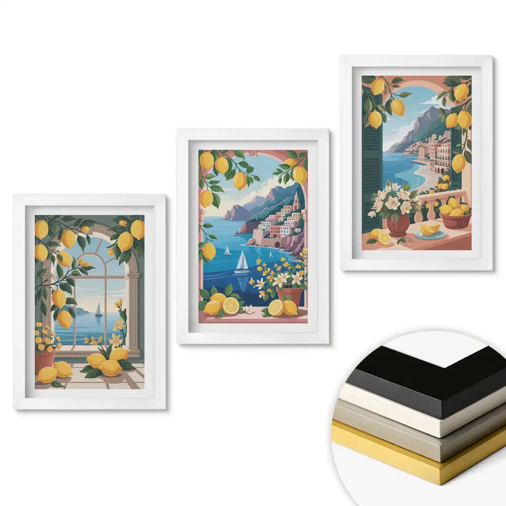 Set tablouri living Inspirații de lămâie în pictură.