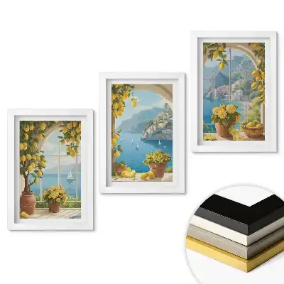Set 3 tablouri dormitor Vederi citrice dintr-un paradis de pe litoral